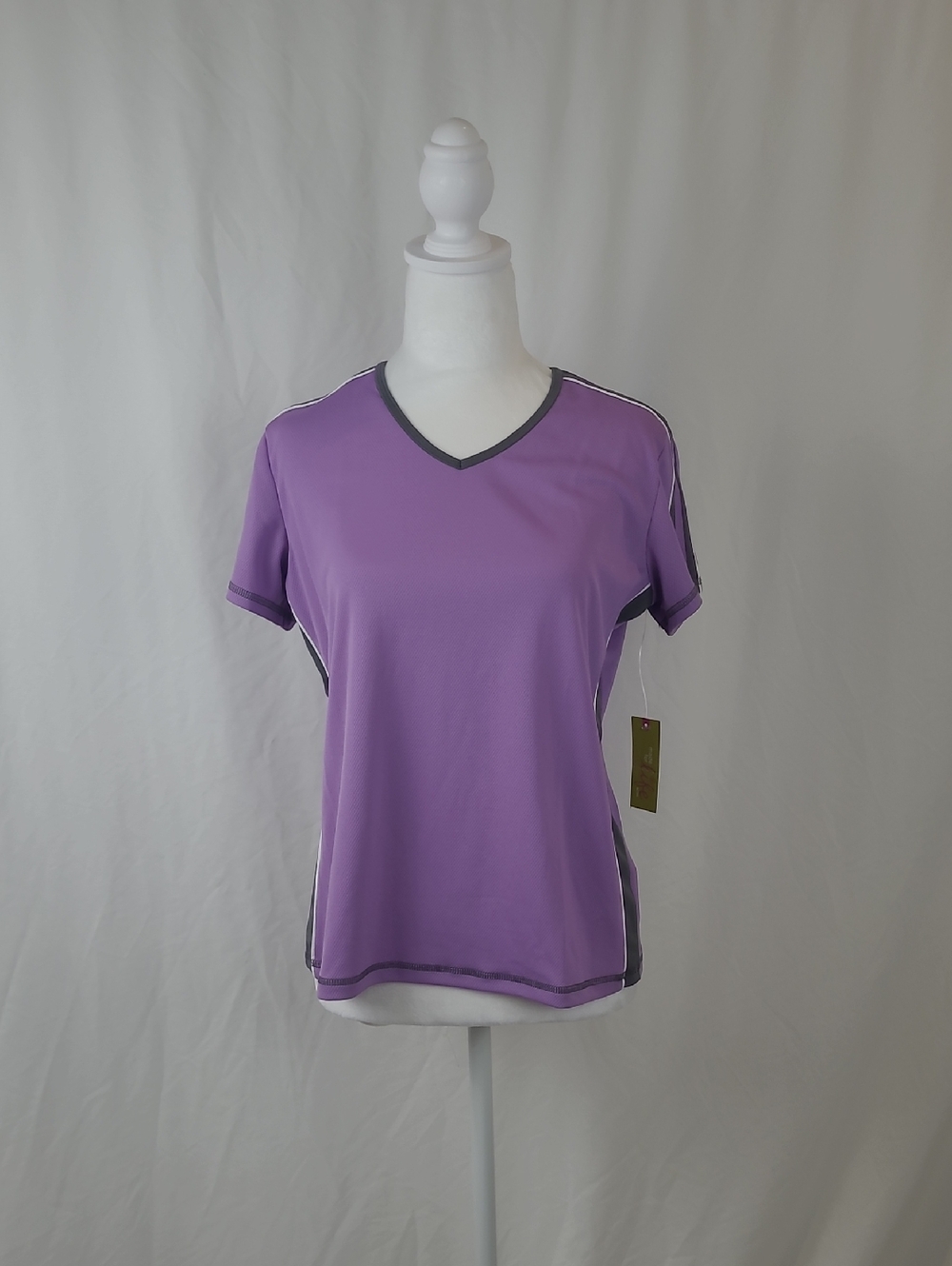 made for life Purple V-Neck Short Sleeve Top with Gray Trim